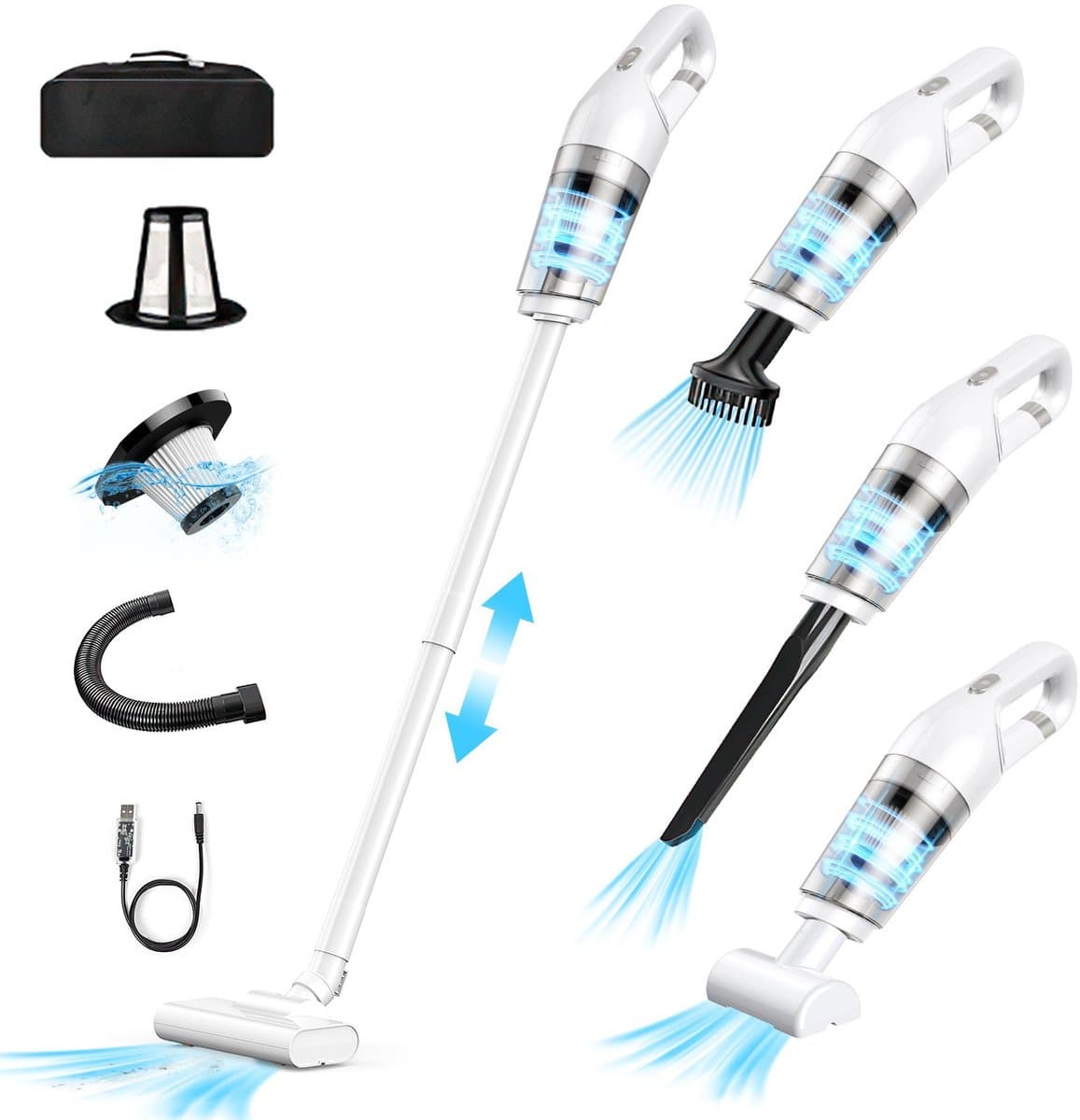 MIVRAY Steelstofzuiger Stofzuiger 4-in-1 - Lichtgewicht Oplaadbare Stofzuiger Met 350 ml Inhoud En 10000Pa - Voor Auto En Thuisgebruik - ABS - Zwart — afbeelding 1
