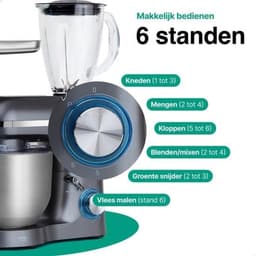 Keukenmachine multifunctioneel - Keukenrobot foodprocessor - Alle bereidingen - 15 accessoires - 6.2L kom - Grijs — thumbnail 5