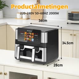 Sinaopus XXL Airfryer 8L 905A – Met Dubbele Mand – 12 Kookprogramma’s – Onafhankelijke Snelle Opwarming – Geschikt voor Gezinnen – Kijkvenster – Eenvoudig te Reinigen – Capaciteit voor 4 tot 5 Personen — thumbnail 5