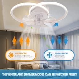 Plafondventilator met verlichting - Afstandsbediening en app-bediening - LED dimbare ventilator plafondlamp - Voor eetkamer, slaapkamer en woonkamer - Ventilatorlamp — thumbnail 2