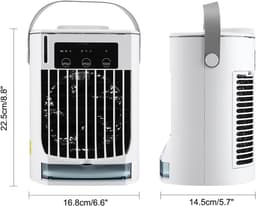 VHV - Luchtkoeler - Mini airco - Aircooler - Mobiele luchtkoeler - 4-in-1 - Met nachtlampje - 3 snelheden - Voor bureau en slaapkamer - 16.8*14.5*22.5cm - Wit — thumbnail 2