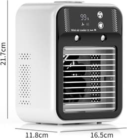KZQ Mini-airconditioner – oplaadbaar, 2 snelheden, 2 nevelstralen, digitaal display, voor auto, slaapkamer, kantoor of camping — thumbnail 4