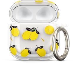 kwmobile Hoes compatibel met Apple Airpods 4 Case - Zachte TPU beschermhoes - Cover in geel / transparant citroenen design — thumbnail 1