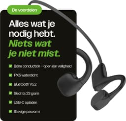 REBØNE Core Bone Conduction Headphone - Sport Oortjes Draadloos - Hardloop Hoofdtelefoon - Draadloze Bluetooth Koptelefoon - Sportoordopjes - Draadloos - Hardlopen - Open Ear - Wireless - IPX5 waterdicht / Zwart — thumbnail 4