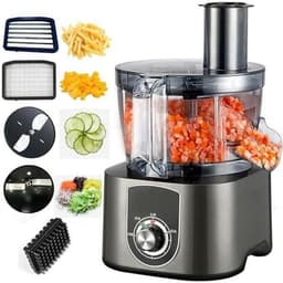 Commerciële elektrische groentesnijder 600W, 5L keukenmachine met 4 messen voor het snijden en raspen van uien, wortels, komkommers, fruit en groenten. — thumbnail 1