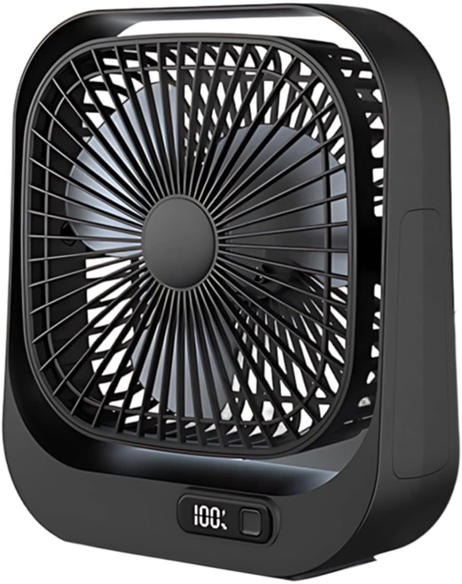 Tafelventilator - USB oplaadbare ventilator - Bureau ventilator usb - Bureau ventilator stil - Bureau ventilator - Ventilator met drie snelheden - Zwart - ABS — afbeelding 1