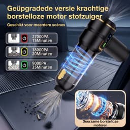 Fokelyi Auto Stofzuiger Draadloos - Handstofzuiger - Zuigen & Blazen - Air Duster - Kruimeldief - Oplaadbaar - Zuigen & Blazen - Nat & Droog — thumbnail 4