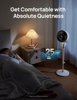 Dreo Silent Standing Fan, 1444 m³/h Air Volume Oscillating Fan, 3 Levels, 6 Hours Timer, Tower Fan with Remote Control, Air Circulation in 3 Minutes for Bedroom, Fragrance Function — thumbnail 2