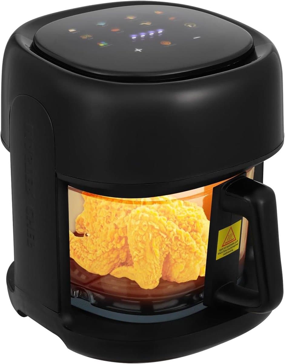 Heteluchtfriteuse, 3,3 l, 1350 W, airfryer met kijkvenster, 8 programma's, friteuse zonder olie, automatische uitschakelfunctie, gemakkelijk te reinigen, touchscreen, grillen, bakken, braden enz — afbeelding 1