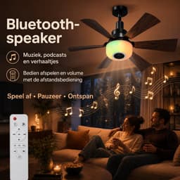 MUPOO Moderne plafondventilator met verlichting E27 Fitting met Kantelbare Ventilatorkop -Afstandsbediening& Bluetooth Speaker- RGB & 6 Verstelbare Hoogtes-Dimbaar& 3 Snelheden- ventilator lamp voor Slaapkamer Woonkamer — thumbnail 4