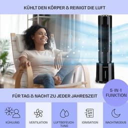 Luchtkoeler Ventilator - Verkoeler Reiniger - Ruimte Verfrissen - 4-in-1 Functie - 4 Liter Tank - Zwart — thumbnail 3