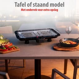 alpina Elektrische BBQ 2-In-1 2200W - Electrische BBQ Tafelmodel met Thermostaat - Elektrische Grill met Warmhoudfunctie - Tafelgrill Electrisch met Verstelbaar Rooster - 51 x 30 cm - Zwart — thumbnail 5