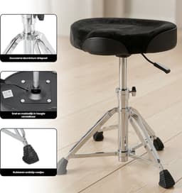Drumkruk Hydraulisch Zadelvorm - Verstelbaar - Traagschuim - Drumstoel voor Elektrisch & Akoestisch Drumstel — thumbnail 3