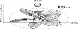 CristalRecord - Plafondventilator Palm Ø 132 cm bruin zwart — thumbnail 5