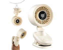 Ventilator-Tafelventilator-Met Digitaal Display - 100 Snelheden -Verstelbare hoek -Geluidsarme-Oplaadbaar - Ontworpen voor Thuis, Kantoor en Reizen