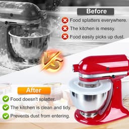 Mixer Kom Deksel - Spatdeksel Keukenmachine - Schoon Bakken - Sterke Afdichting - 23 cm Diameter - Wit — thumbnail 2