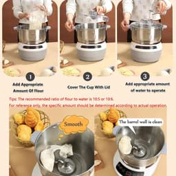 Deegmaker - Keukenmachine - Bakken - Grote capaciteit - 7 Liter - Zilver — thumbnail 2