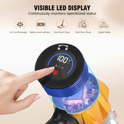 BLOSSOM Steelstofzuiger Draadloos V18 - 550W/50Kpa/60Min - Kruimeldief - Stofzuiger - Hepa - LED-Display - 3 Standen Zuigkracht - 1,5L - Voor Tapijten en Harde Vloere - Blauw — thumbnail 4