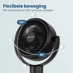 Auronic Statiefventilator - Staande Ventilator - Luchtkoeler - Vloer en tafelventilator - Omni - 3 Snelheden - Stille Ventilator - Fan - Met Afstandsbediening - Zwart — thumbnail 4