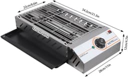 Velmio Elektrische BBQ - Camping Barbecue - 2,5 kW - 50°C-300°C - Contactgrill - Roestvrij staal - Voor Binnen en Buiten - 42×22cm - Zilver — thumbnail 4
