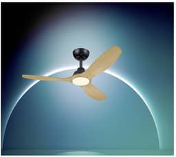 Philips Olas Ventilator met LED lamp - Diameter: 132cm - Instelbaar wit licht van 3000K tot 6500K - Dimbaar tot 5% - Inclusief afstandsbediening - 2650 Lumen - Zwart/Hout — thumbnail 5