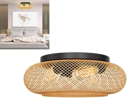 KZQ Plafondventilator met verlichting bamboe look 50cm transparante bladen met afstandsbediening — thumbnail 3