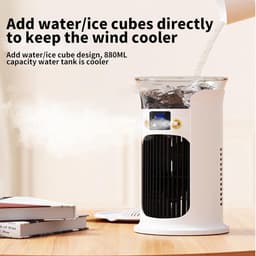 Mobiele airco Luchtkoeler - Luchtkoelerventilator - Verdampingskoeler-aircooler-luchtkoeler- Stille werking oscillatie - 3 snelheidsstanden - Watertank van 880 ml - Koelventilator voor slaapkamers, kantoren en woningen - 15,3 x 20,5 cm - Wit — thumbnail 5