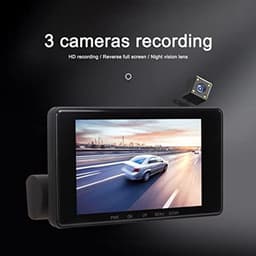 Dashcam voor en achter, Full HD nachtzicht 3-dashcam in de auto, DVR 3-camera nachtzicht 4-inch scherm autorecorder rijvideorecorder — thumbnail 3