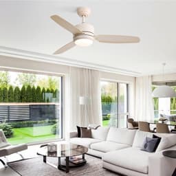 Plafondventilator Met Lamp - 3 ABS Bladen - Ø 46 inch - Dimbare lamp met 3 lichtstanden - 6 standen voor de windkracht - Met Afstandsbediening - LED's Light - Crèmewit — thumbnail 5