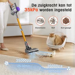 Elekiatech Steelstofzuiger - 35000Pa - Steelstofzuiger Draadloos - 2200 mAh Accu - 50 Minuten - 1,5 L Stofbak - voor Tapijten en Harde Vloere - Gold — thumbnail 5