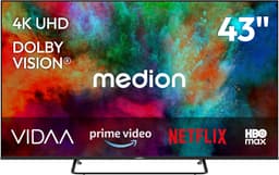 MEDION 108 cm (43 Zoll) Fernseher (Smart-TV, Dolby Vision HDR, HBO Max, MagentaTV, Prime Video, Disney+, DAZN, Paramount+, Dolby Atmos, VIDAA Store, PVR, Bluetooth, MD 843302) — thumbnail 1