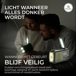 FOLLESA® DAB-373BT Noodradio - Solar Powerbank - 5000mAh - DAB+/FM - Met waterdicht zakje - Noodradio - Opwindbare Survivalradio - Bluetooth & Digitale Wekker - Ideaal voor Noodpakket. — thumbnail 4