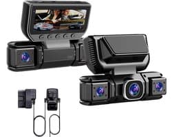 Dashcam - Dashcam voor auto - 4-kanaals dashcam voor - Gratis OBDII-hardwire - 1080P - 24/7 parkeerbewaking, 360° camera met wifi, loopopname, nachtzicht