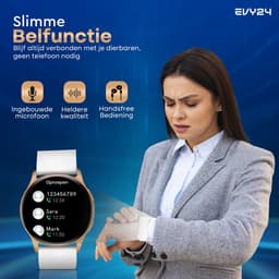 Evy24 Smartwatch Pro 42mm - Smartwatch Dames - Horloge met AMOLED Display - Bloeddrukmeter - Hartslagmeter - Saturatiemeter - Stappenteller - Sporthorloge Dames - Android en iOS - Roségoud — thumbnail 4