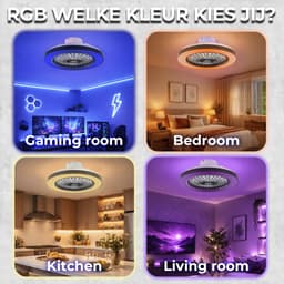 WERYOU® illuminAIR Plafondventilator - Plafonniere - Plafondventilator met Afstandsbediening - Plafondlamp - Plafond ventilator met Verlichting - Ventilator lamp - RGB Ledlamp — thumbnail 4