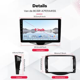 Boscer Autoradio - Geschikt voor Toyota Aygo, Citroën C1 & Peugeot 108 (2015-2020) - Android 15 - 9 Inch HD Touchscreen - 8-Core Snapdragon 4+64GB - Interne Koeling - Apple CarPlay & Android Auto - GPS, WiFi, Bluetooth - Camera & Microfoon — thumbnail 4