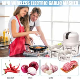 Elektrische hakmolen - Mini keukenmachine - Snel ingrediënten snijden - Drie scherpe messen - 100 250 350 ml - Wit — thumbnail 4