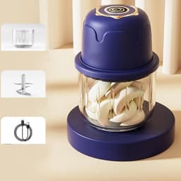 Elektrische Hakmolen - Draadloze Keukenmachine - Snel Ingrediënten Snijden - Draagbaar USB Oplaadbaar - 350 ml Capaciteit - Blauw — thumbnail 3