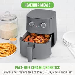 Mechanische Airfryer - Heteluchtfriteuse - Gezond Bakken - Keramische Binnenpan - 45 Liter - Grafiet — thumbnail 4
