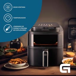 Luchtfriteuse - Airfryer Heteluchtfriteuse - Gezond Koken - Verlicht Kijkvenster - 6 Liter - Zwart — thumbnail 3