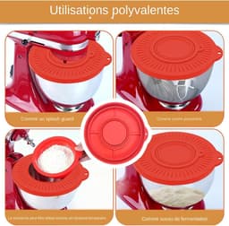 Spatbescherming Mixer - Kom Deksel - Bakken Keuken - Opvouwbare Trechter - 24cm Diameter - Rood — thumbnail 4