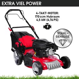 Benzine grasmaaier met aandrijving - 3,5kW tot 5,2kW vermogen - 46-51cm maaibreedte - 30-80mm maaihoogte - 60L opvangzak - TUV gekeurd — thumbnail 3