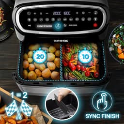 Heteluchtfriteuse - Airfryer Frituurpan - Gezond Koken - 10 Liter Capaciteit - 2400 Watt - Zwart — thumbnail 4