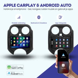 CarPlay autoradio geschikt voor Nissan Micra | 2011 t/m 2016 | Android 13 | Draadloos Apple CarPlay & Android Auto | 2GB + 32GB | Denago DNG-A403 | 2025 model | 2011 2012 2013 2014 2015 2016 | Bluetooth & Wifi — thumbnail 2