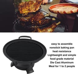 Dailygoody - Gietijzeren Hibachi-grill - Draagbare grill - Eenvoudig te monteren - 13 x 21 x 10,5 cm - Houtskoolgrill - Ideaal voor picknicks en kamperen — thumbnail 5