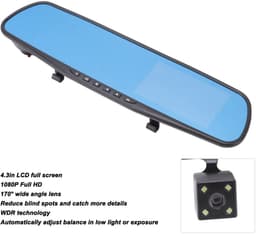 Dailygoody - Mirror Dash Cam - Achteruitkijkspiegelcamera - 1080P Resolutie - 4,3 Inch Volledig Scherm - G-sensor Parkeerbewaking - Ideaal voor Auto's — thumbnail 2