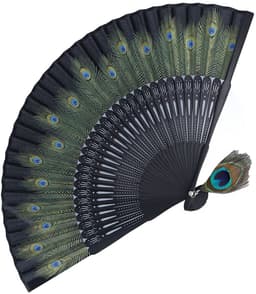 Dailygoody - Bamboeventilator - Opvouwbare ventilator - Elegant design - Pauwenpatroon - Draagbaar voor dansvoorstellingen - Herbruikbaar — thumbnail 1