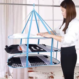 Opvouwbare winddichte netmand voor truien - 3-laags textielnet (blauw) — thumbnail 4