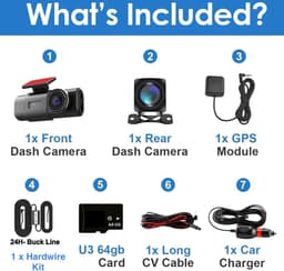 Mrs. Jones 4K Voor Achter Dashcam Auto Van Beveiliging Parkeren Mini Dash Camera Video DVR Recorder Wi-Fi APP GPS Tracker IPS Scherm Nachtzicht G-Sensor 170 Groothoek WDR 24 uur Parkeermonitorkit 64GB Streepje Street 1015 . — thumbnail 3