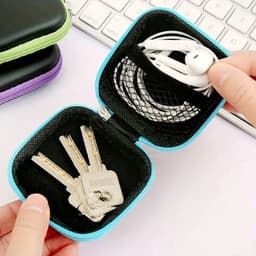 Oortjes Opberg Hoesje Voor Earphnes I Case Voor In-ear koptelefoon I Oortyejs Case | Headphone Organizer | Opbergcase Laadkabels I Zwart/Geel — thumbnail 4